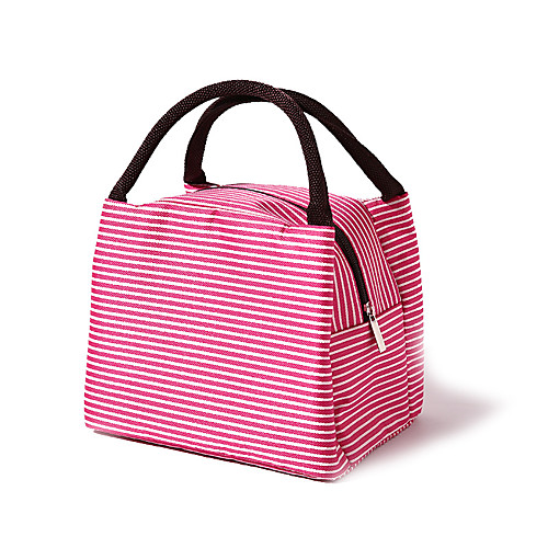 

Unisex Waterproof Oxford Cloth Lunch Bag Zipper Striped Daily Office & Career Red Fuchsia Khaki Pale Blue