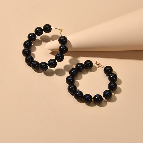 

Women's Hoop Earrings Beads Trendy Resin Earrings Jewelry Black For Date Festival