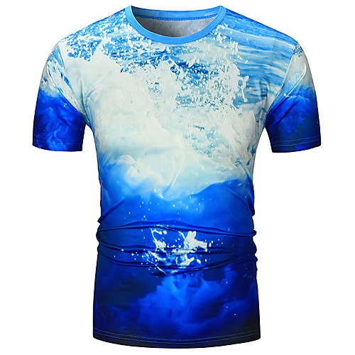 

Men's Unisex T shirt 3D Print 3D Plus Size Short Sleeve Casual Tops Blue