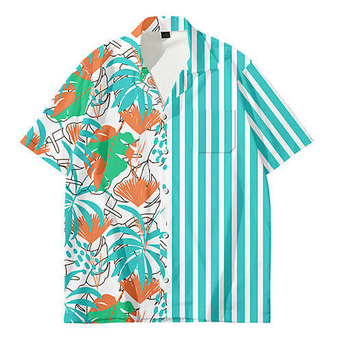 

Men's Shirt Other Prints Floral Button-Down Print Short Sleeve Daily Tops Casual Fashion Hawaiian Blue Navy Blue