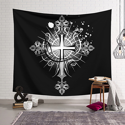 

Wall Tapestry Art Decor Blanket Curtain Hanging Home Bedroom Living Room Decoration Polyester Cross Badge White Background