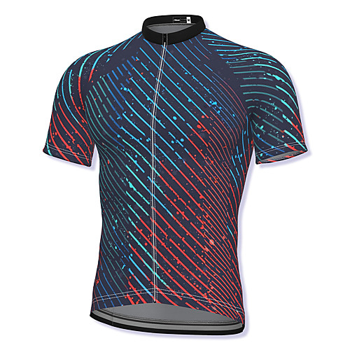 

21Grams Men's Short Sleeve Cycling Jersey Spandex Blue Stripes Bike Top Mountain Bike MTB Road Bike Cycling Breathable Quick Dry Sports Clothing Apparel / Athleisure