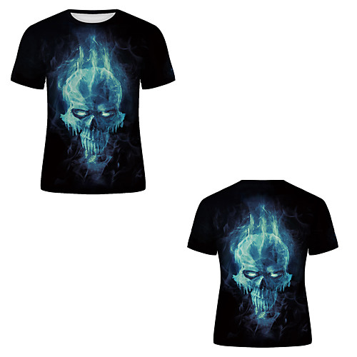 

Men's T shirt 3D Print 3D Rivet Mesh Short Sleeve Casual Tops Black