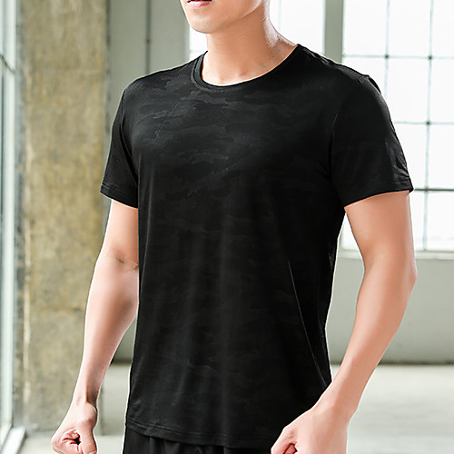 

Men's T shirt Hiking Tee shirt Short Sleeve Crew Neck Tee Tshirt Top Outdoor Lightweight Breathable Quick Dry Soft Summer Polyester Camo Dark Grey Black Blue Fishing Climbing Running