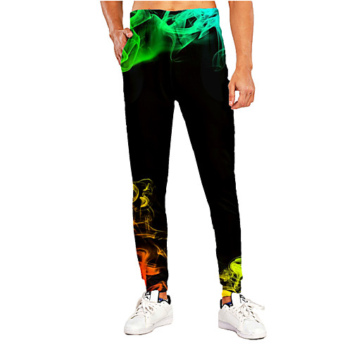 

Men's Sporty Casual / Sporty Breathable Quick Dry Sports Casual Holiday Pants Sweatpants Pants 3D Graphic Prints Full Length Print Black