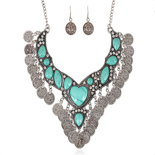 

Women's Turquoise Jewelry Set Geometrical Flower Fashion Earrings Jewelry Silver For Party Evening Gift Festival 1 set