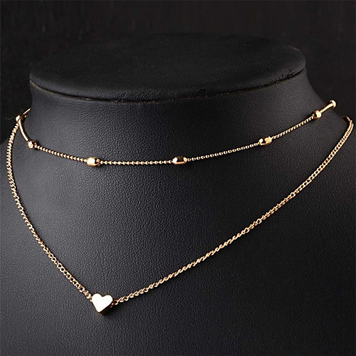 

Women's Necklace Layered Necklace Double Layered Heart Simple Cute Sweet Alloy Gold Silver 36 cm Necklace Jewelry 1pc For Anniversary Birthday Party Festival