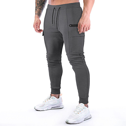 

Men's Joggers Jogger Pants Athletic Pants / Trousers Bottoms Drawstring Pocket Cotton Winter Fitness Gym Workout Running Training Exercise Breathable Moisture Wicking Soft Sport Solid Colored Black