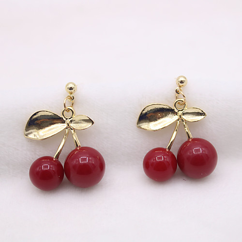 

Women's Earrings Classic Cherry Fruit Vintage Classic Earrings Jewelry Red For Gift Daily 1 Pair