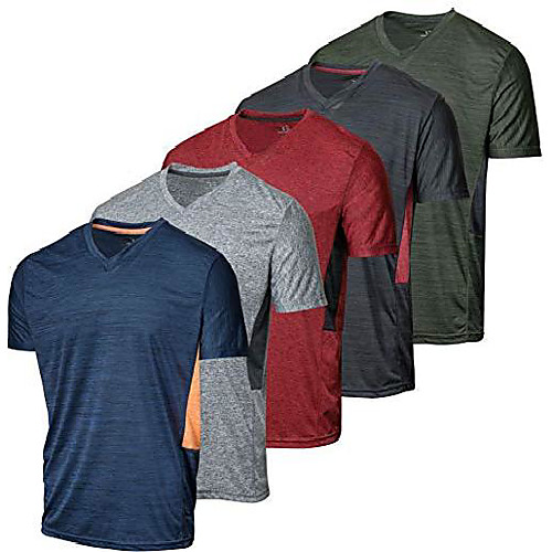 

Men's T shirt Hiking Tee shirt Short Sleeve Tee Tshirt Top Outdoor Lightweight Breathable Quick Dry Sweat wicking Summer V-neck black Round neck black Crew neck navy Running