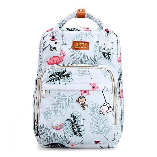 

Women's Nylon School Bag Diaper Bag Large Capacity Zipper Geometric Floral Print Daily Outdoor White Black Blue Light Green