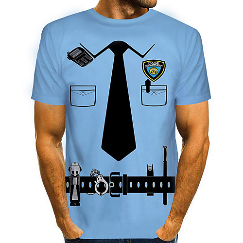 

Men's T shirt 3D Print Cartoon 3D Print Short Sleeve Daily Tops Casual Fashion Blue