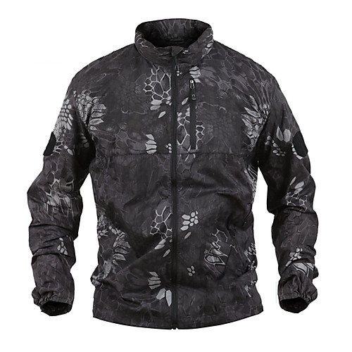 

Men's Hunting Jacket Outdoor Waterproof Windproof Wearproof Fall Spring Summer Solid Colored Camo Nylon Desert Camouflage Green Ruins ACU