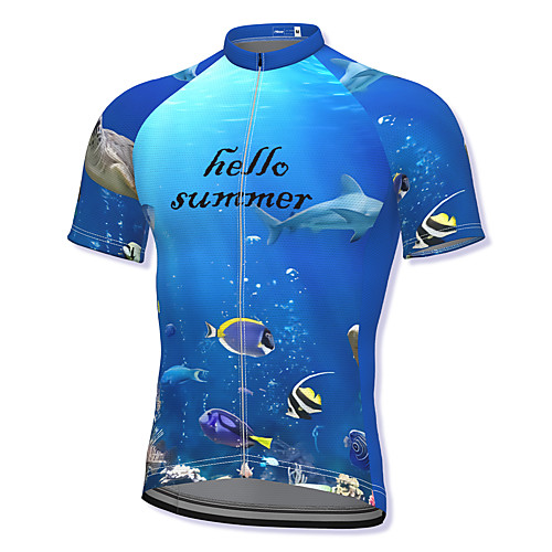 

21Grams Men's Short Sleeve Cycling Jersey Spandex Blue Bike Top Mountain Bike MTB Road Bike Cycling Breathable Quick Dry Sports Clothing Apparel / Athleisure