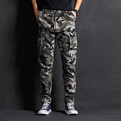 

Men's Hiking Pants Trousers Hunting Pants Tactical Cargo Pants Waterproof Ventilation Quick Dry Breathable Fall Spring Camo / Camouflage Cotton for Light Gray Army green camouflage Off-white