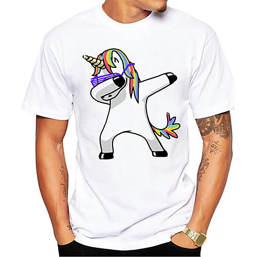 

Men's T shirt Hot Stamping Animal Print Short Sleeve Daily Tops 100% Cotton Basic Casual Black / White Black Light gray