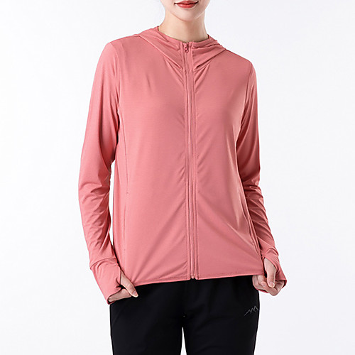

Women's Hiking Skin Jacket Hiking Windbreaker Outdoor Solid Color Packable Waterproof Lightweight UV Sun Protection Outerwear Jacket Top Elastane Full Length Visible Zipper Fishing Climbing Running