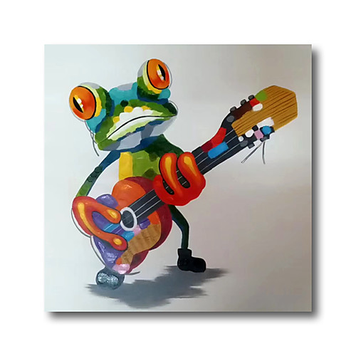 

Oil Painting Hand Painted Square Animals Pop Art Modern Stretched Canvas