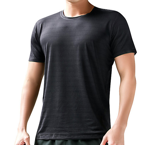 

Men's T shirt Hiking Tee shirt Short Sleeve Crew Neck Tee Tshirt Top Outdoor Lightweight Breathable Quick Dry Soft Summer Polyester Solid Color Dark Grey Black Burgundy Fishing Climbing Running