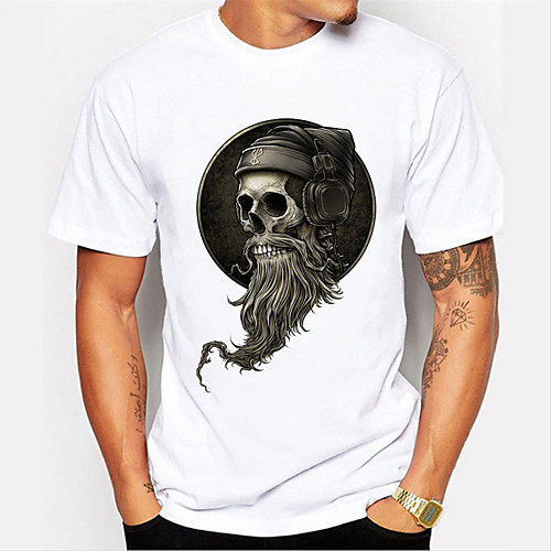 

Men's Unisex T shirt Hot Stamping Skull Plus Size Print Short Sleeve Daily Tops 100% Cotton Basic Casual White