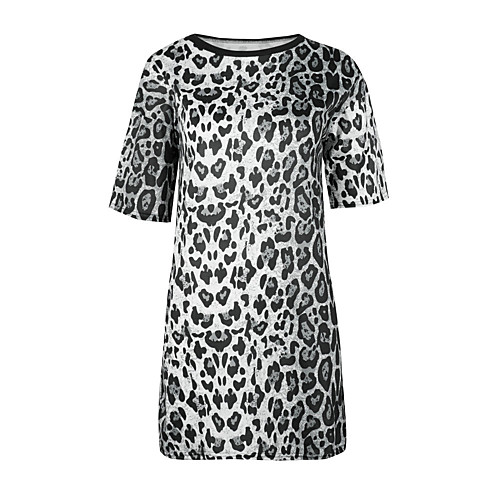 

Women's Tee Dress Leopard Print Crew Neck Leopard Sport Athleisure Dress Short Sleeves Breathable Soft Comfortable Everyday Use Casual Daily Outdoor