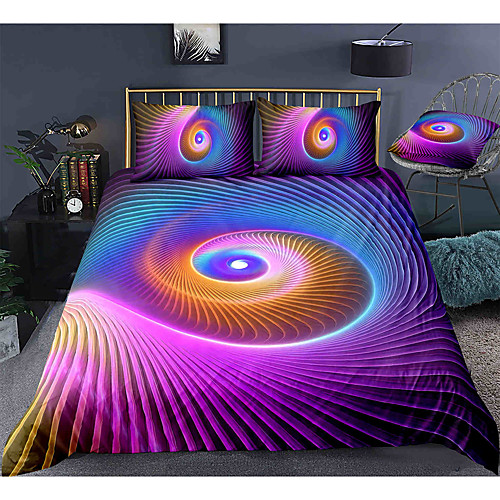 

3D Vortex 3-Piece Duvet Cover Set Hotel Bedding Sets Comforter Cover with Soft Lightweight Microfiber, Include 1 Duvet Cover, 2 Pillowcases for Double/Queen/King(1 Pillowcase for Twin/Single)