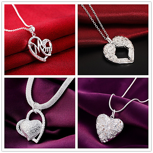 

Women's Pendant Necklace Charm Necklace Classic Heart Fashion Zircon Copper Silver Plated Silver 45 cm Necklace Jewelry 1pc For Christmas Party Evening Street Gift Festival