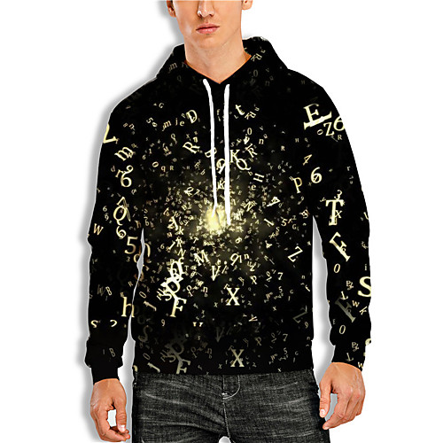 

Men's Pullover Hoodie Sweatshirt Graphic Prints Letter Print Daily Holiday 3D Print 3D Print Hoodies Sweatshirts Black