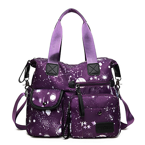 

Women's Bags Nylon Tote Crossbody Bag Zipper Embellished&Embroidered Printing Daily Going out 2021 Handbags Black Purple Light Gray