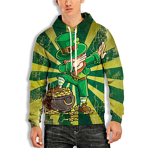 

Men's Pullover Hoodie Sweatshirt Graphic Prints Character Saint Patrick Day Print Daily Holiday 3D Print 3D Print Hoodies Sweatshirts Green