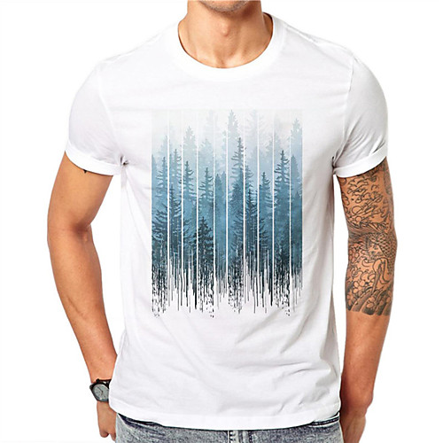 

Men's T shirt Hot Stamping Plants Print Short Sleeve Daily Tops 100% Cotton Basic Casual White