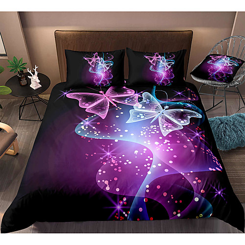 

Butterfly Print 3-Piece Duvet Cover Set Hotel Bedding Sets Comforter Cover with Soft Lightweight Microfiber, Include 1 Duvet Cover, 2 Pillowcases for Double/Queen/King(1 Pillowcase for Twin/Single)