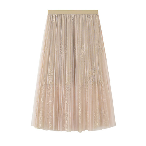 

Women's Date Vacation Elegant Streetwear Skirts Solid Colored Beaded Layered Pleated White Black Blushing Pink