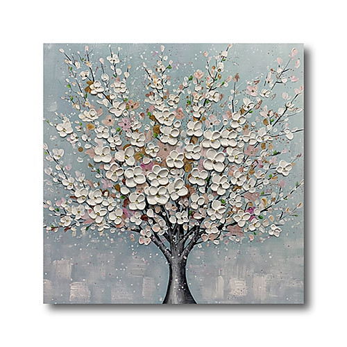 

Handmade Oil Painting Hand Painted Square Abstract Floral / Botanical Contemporary Modern Stretched Canvas