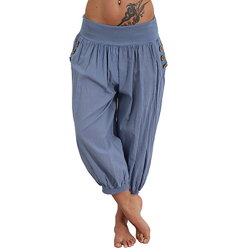 

Women's Casual / Sporty Boho Comfort Casual Leisure Sports Chinos Pants Plain Ankle-Length Pocket White Black Blue Army Green Beige