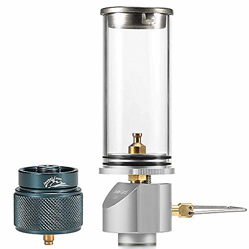 

Camping Gas Lantern Lamp Light Camp Equipment Gas Candle Lights for Ourdoor Tent Hiking Emergencies Hiking Picnic - w/Lindal Valve Adapter/Gas Conversion Head