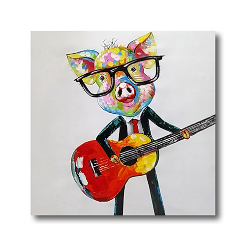 

Oil Painting Hand Painted Square Animals Pop Art Modern Stretched Canvas