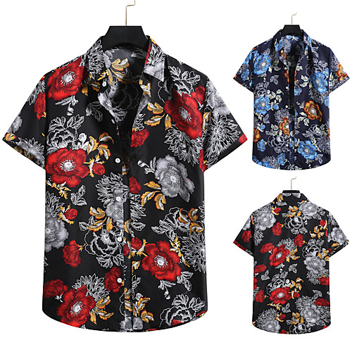 

Men's Shirt 3D Print Graphic Prints Print Short Sleeve Vacation Tops Black Blue