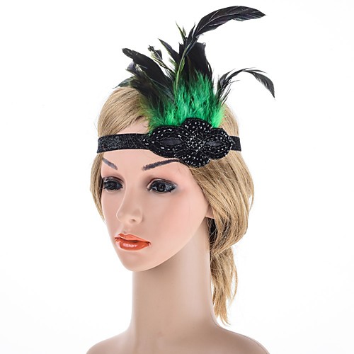 

1920s Vintage Inspired Polyester Headpiece with Feather / Crystals 1 Piece Special Occasion / Party / Evening Headpiece