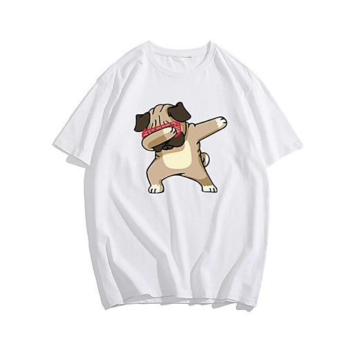 

Men's T shirt Hot Stamping Dog Animal Print Short Sleeve Casual Tops 100% Cotton Casual Fashion White Black Red