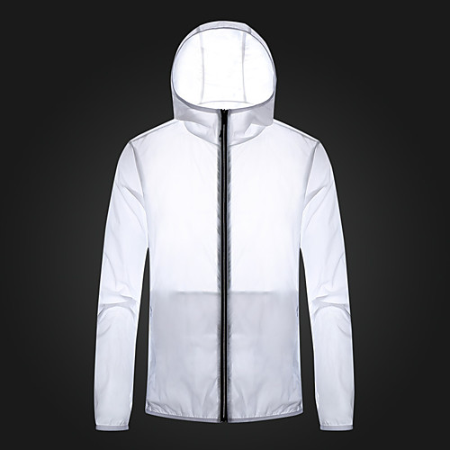 

Men's Hiking Skin Jacket Hiking Windbreaker Outdoor Solid Color Packable Waterproof Lightweight UV Sun Protection Outerwear Jacket Top Full Length Visible Zipper Fishing Climbing Running White Black