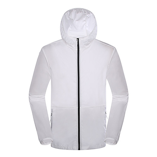 

Men's Hiking Skin Jacket Hiking Windbreaker Outdoor Solid Color Packable Waterproof Lightweight UV Sun Protection Outerwear Jacket Top Elastane Full Length Visible Zipper Fishing Climbing Running