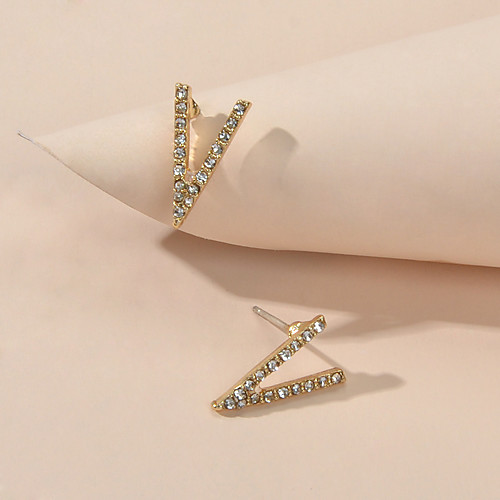 

Women's Stud Earrings Geometrical Luxury Imitation Diamond Earrings Jewelry Gold For Date Festival