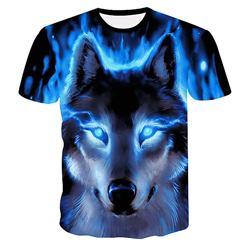 

Men's Short Sleeve Running Shirt Tee Tshirt Top Athletic Summer Moisture Wicking Quick Dry Breathable Gym Workout Running Active Training Jogging Exercise Sportswear Wolf Normal Blue Activewear