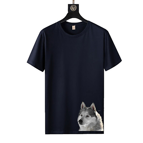 

Men's Unisex T shirt Other Prints Wolf Plus Size Short Sleeve Casual Tops 100% Cotton Basic White Black Blue