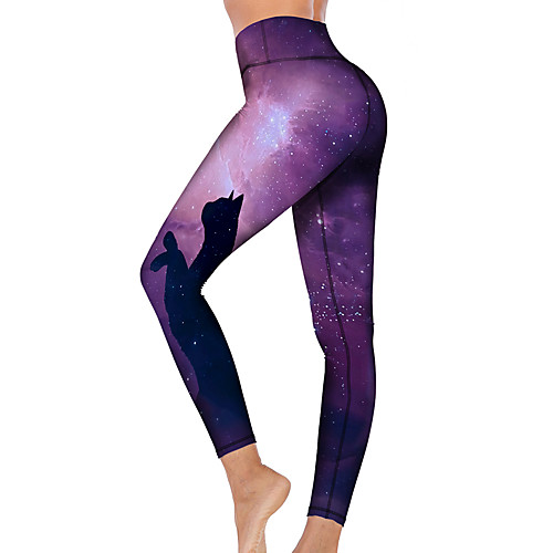 

21Grams Women's High Waist Yoga Pants Cropped Leggings Tummy Control Butt Lift Breathable Purple Fitness Gym Workout Running Winter Sports Activewear High Elasticity