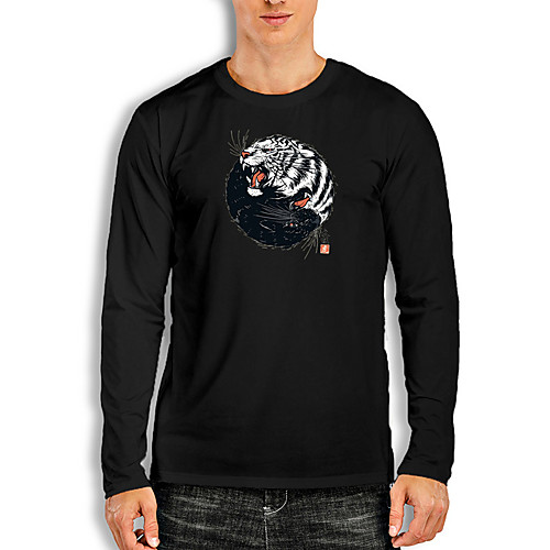 

Men's T shirt 3D Print 3D Animal 3D Print Long Sleeve Daily Tops Casual Fashion White Black Red