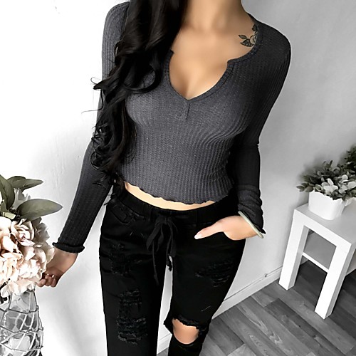 

Women's Tee / T-shirt Pure Color V Neck Sport Athleisure T Shirt Top Long Sleeve Breathable Soft Comfortable Everyday Use Casual Daily Outdoor