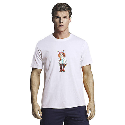 

Men's T shirt Hot Stamping Dog Graphic Prints Short Sleeve Casual Tops 100% Cotton Fashion White Black Blue