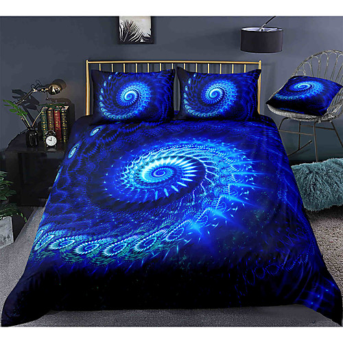 

3D Vortex 3-Piece Duvet Cover Set Hotel Bedding Sets Comforter Cover with Soft Lightweight Microfiber, Include 1 Duvet Cover, 2 Pillowcases for Double/Queen/King(1 Pillowcase for Twin/Single)